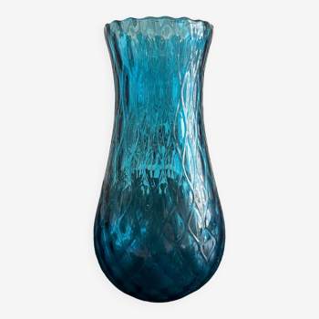 Vase en verre bleu 1960