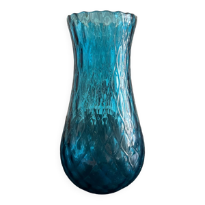 vase en verre bleu 1960