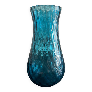 Vase en verre bleu 1960