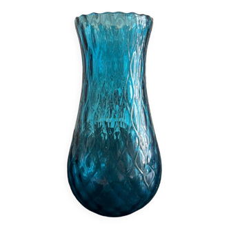 Vase en verre bleu 1960
