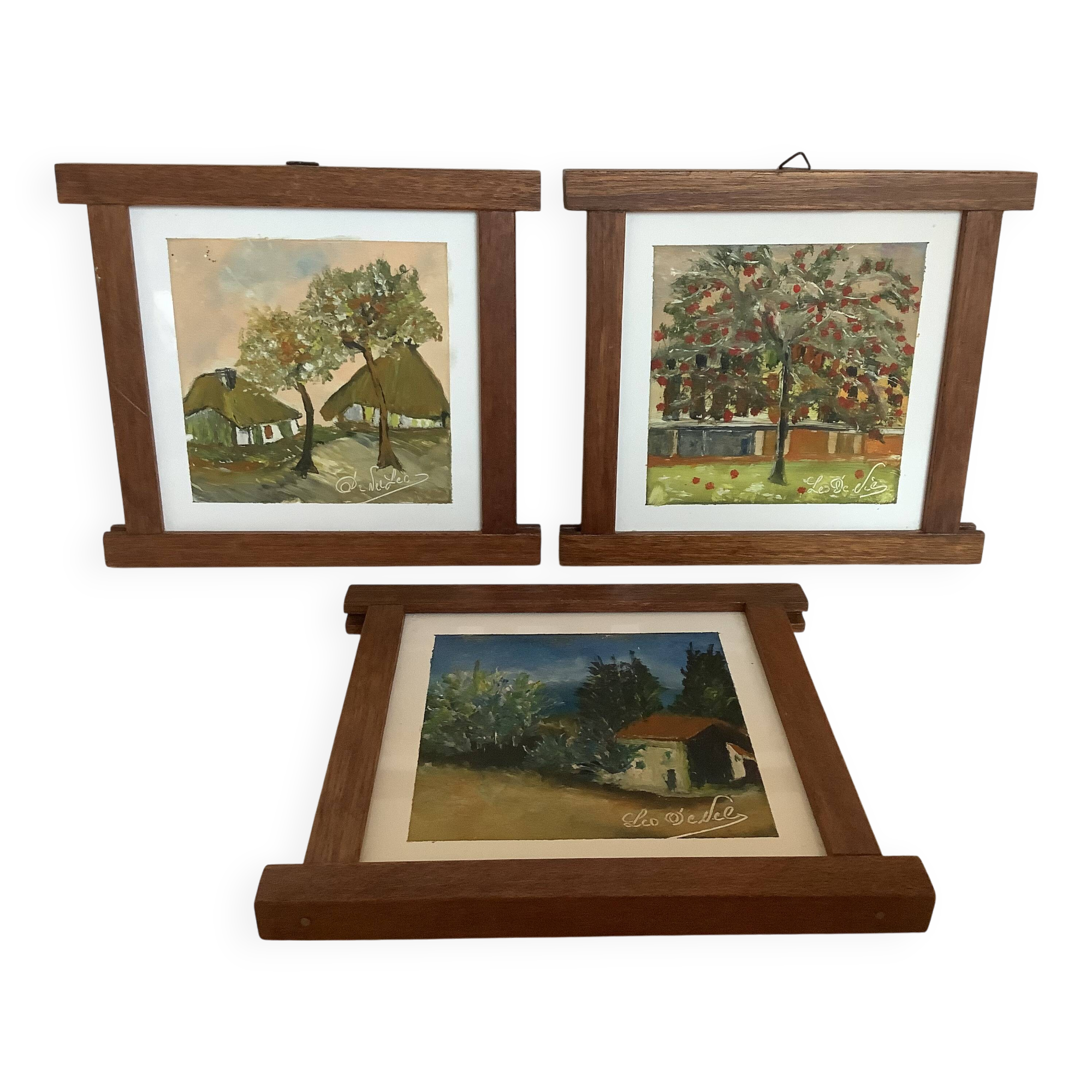 Trio of small signed paintings