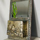 Art Nouveau mail rack in brass repelled beveled mirror early twentieth century