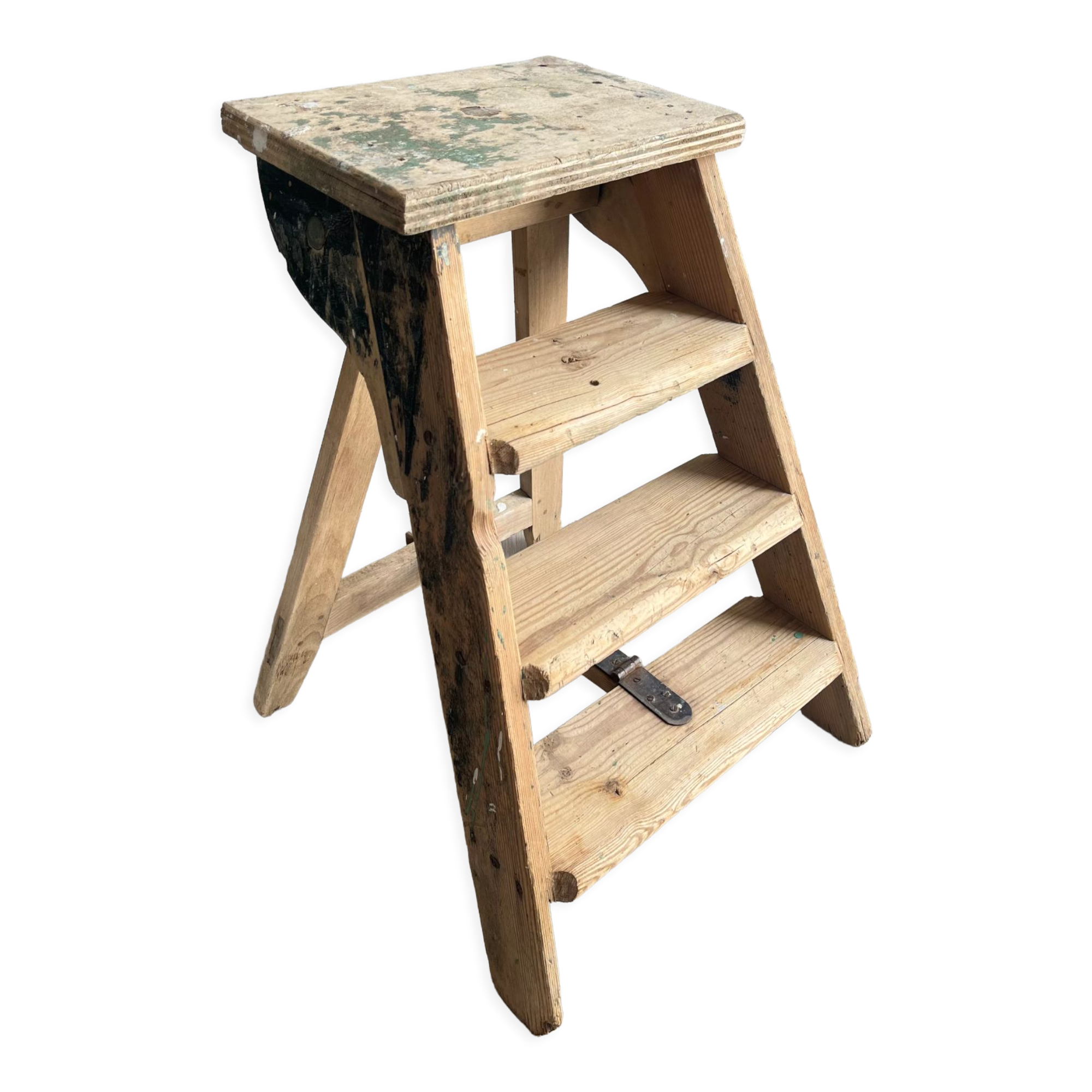 Escabeau de peintre bois patiné
