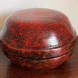 Round Chinese box lacquered red