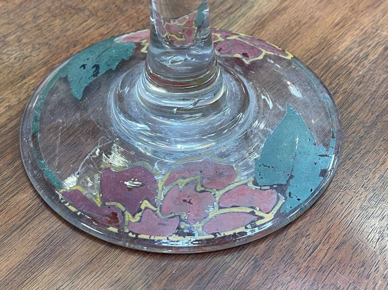 Enamelled glass footed bowl signed LEG for LEGRAS