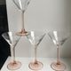Set of 4 pink-footed cocktail glasses 70s