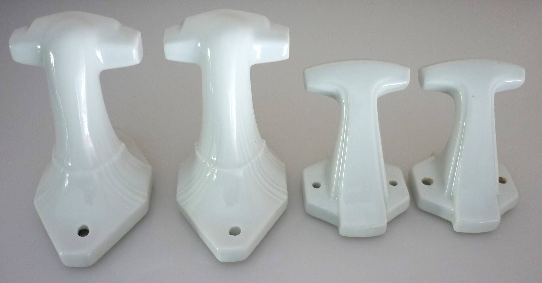 Set of 4 coat hooks, antique porcelain coat rack, art deco circa 1920