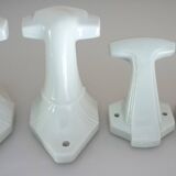 Set of 4 coat hooks, antique porcelain coat rack, art deco circa 1920