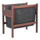 Scandinavian magazine rack in Rio rosewood and leather