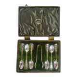 Box of 6 Small Spoons and Sugar Tongs Bergna Bros. Sunderland