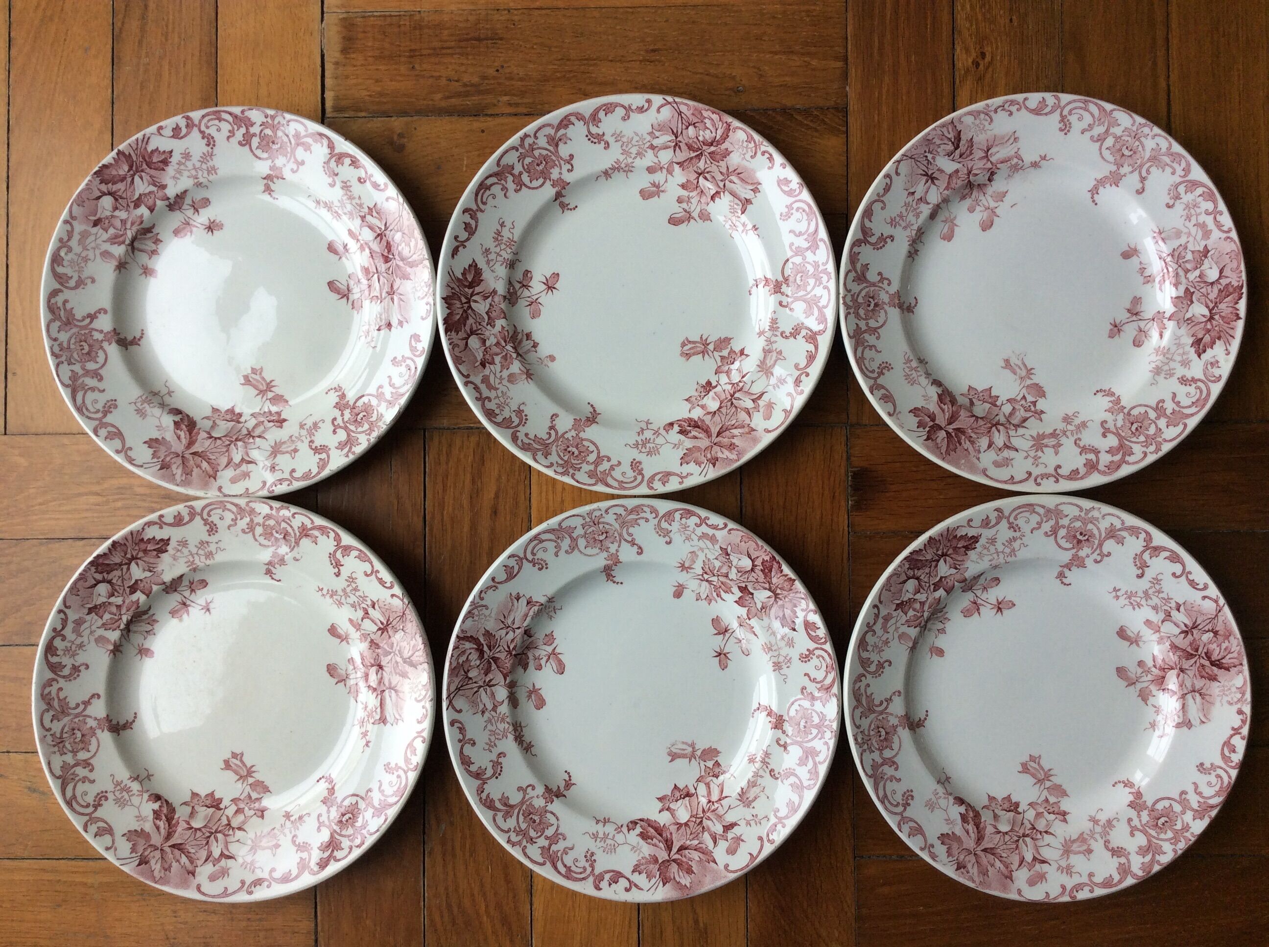 Series of 6 old flat plates Iron Land