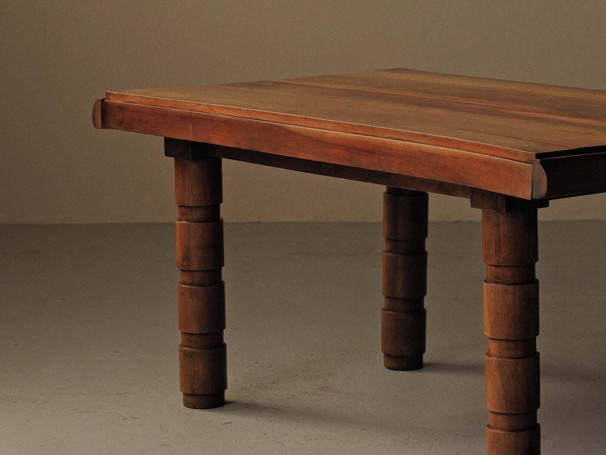 Modernist table in oak and walnut, France, Art Deco, circa 1940.
