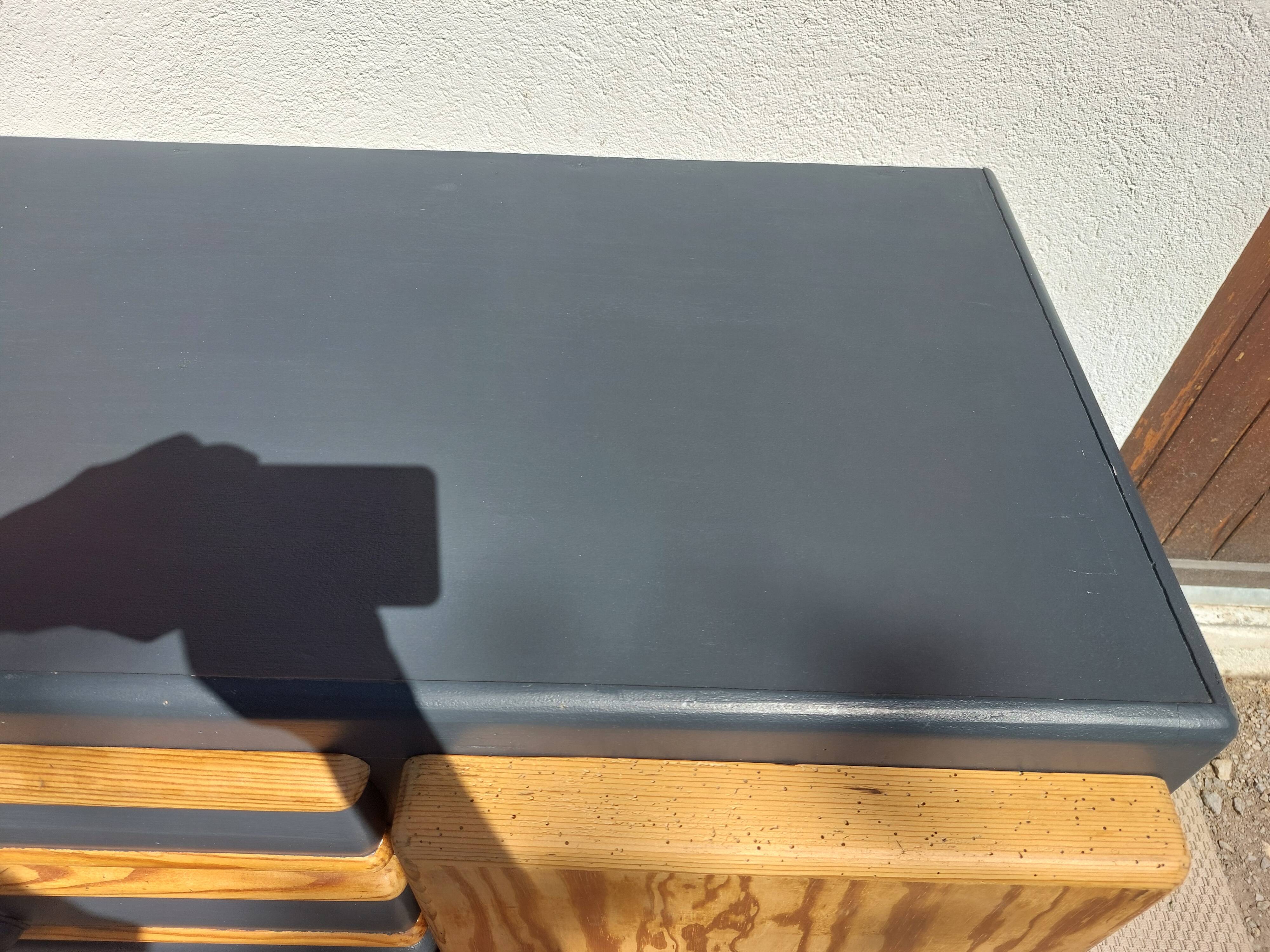 buffet Mado bois poncé et gris anthracite