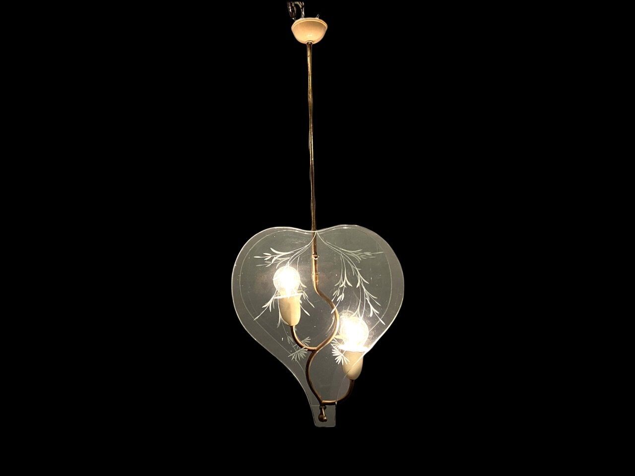 Italian hanging lamp in Etched Glass by Pietro Chiesa