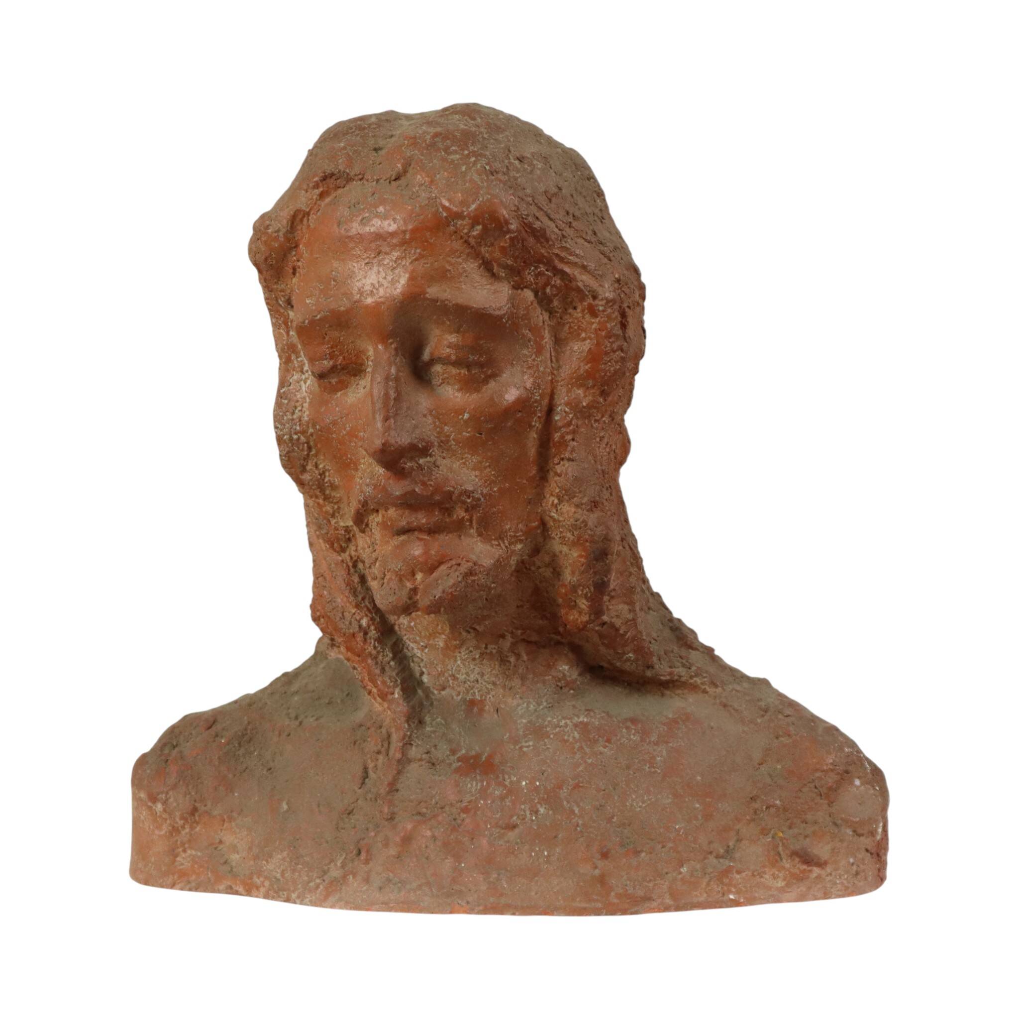 Old Abstract Terracotta Bust of Christ Life Size