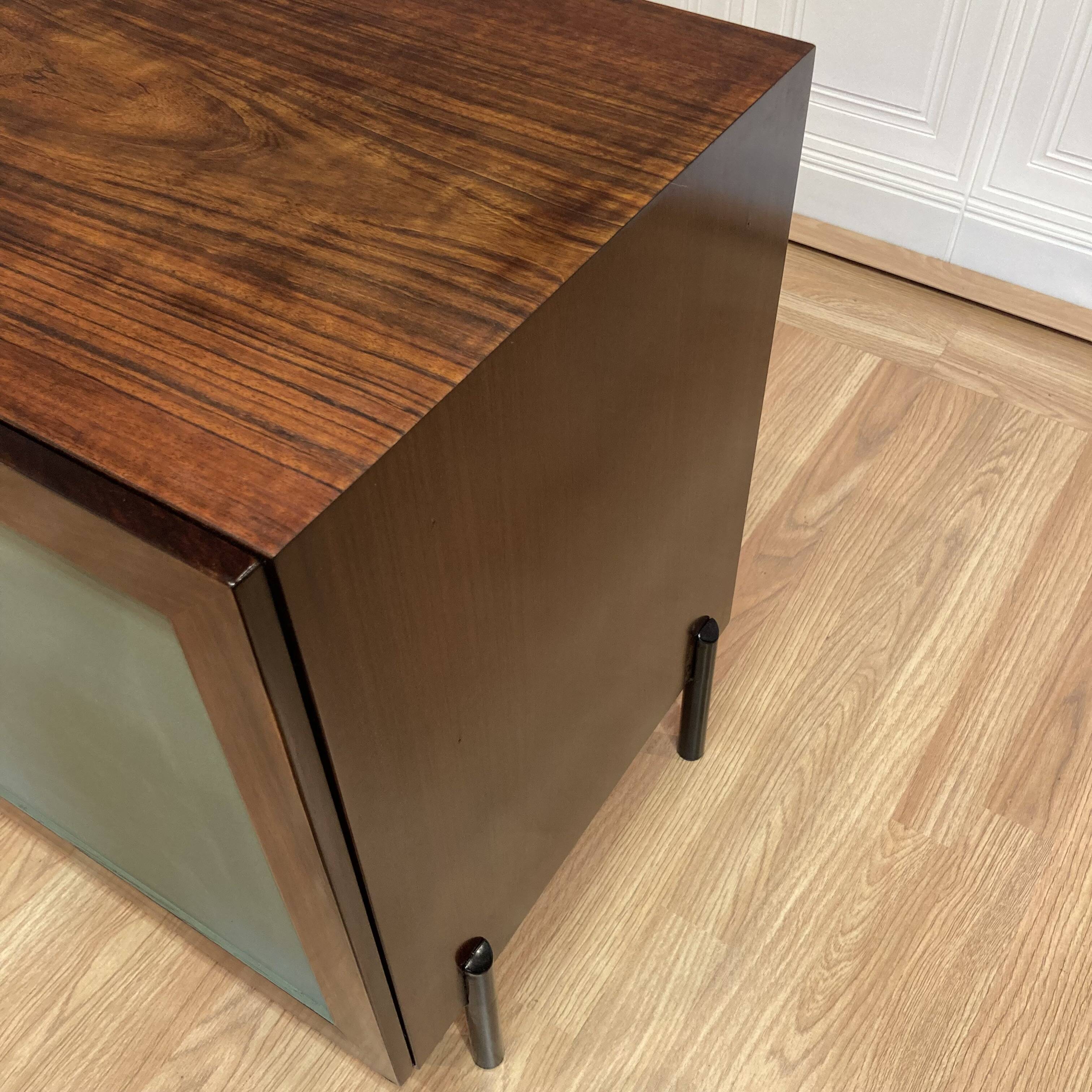 Commode palissandre et métal design 1950