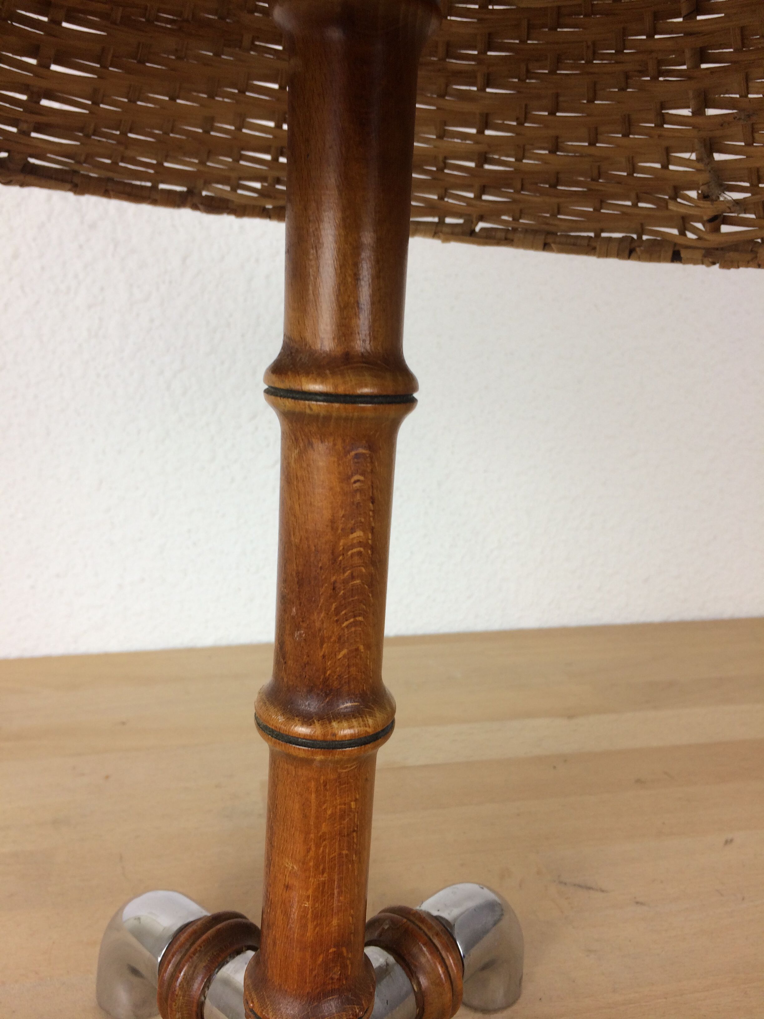 Organic wood lamp bamboo and chrome effect, 70s