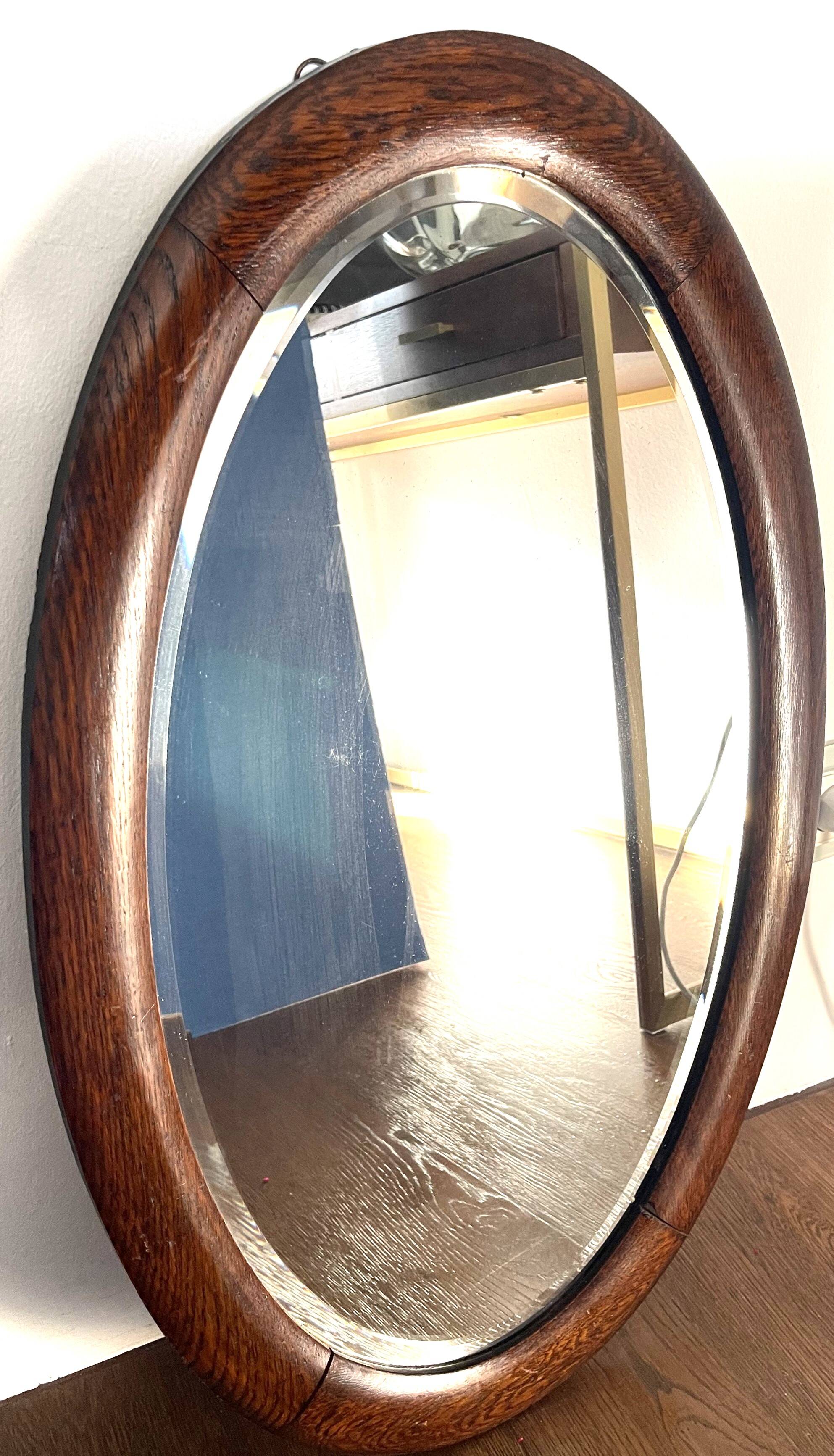 Art Deco beveled walnut mirror