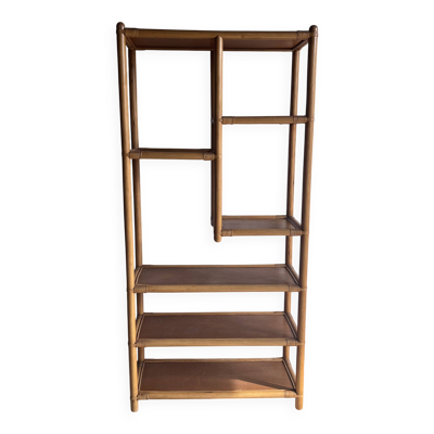 Etagere Bibliotheque vitrine bambou Rotin 70’s vintage