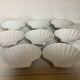 Eight white scallop shell bowls