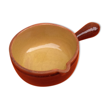 Glazed terracotta pan straight handle