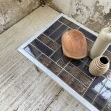 Table basse chrome et carrelage années 50