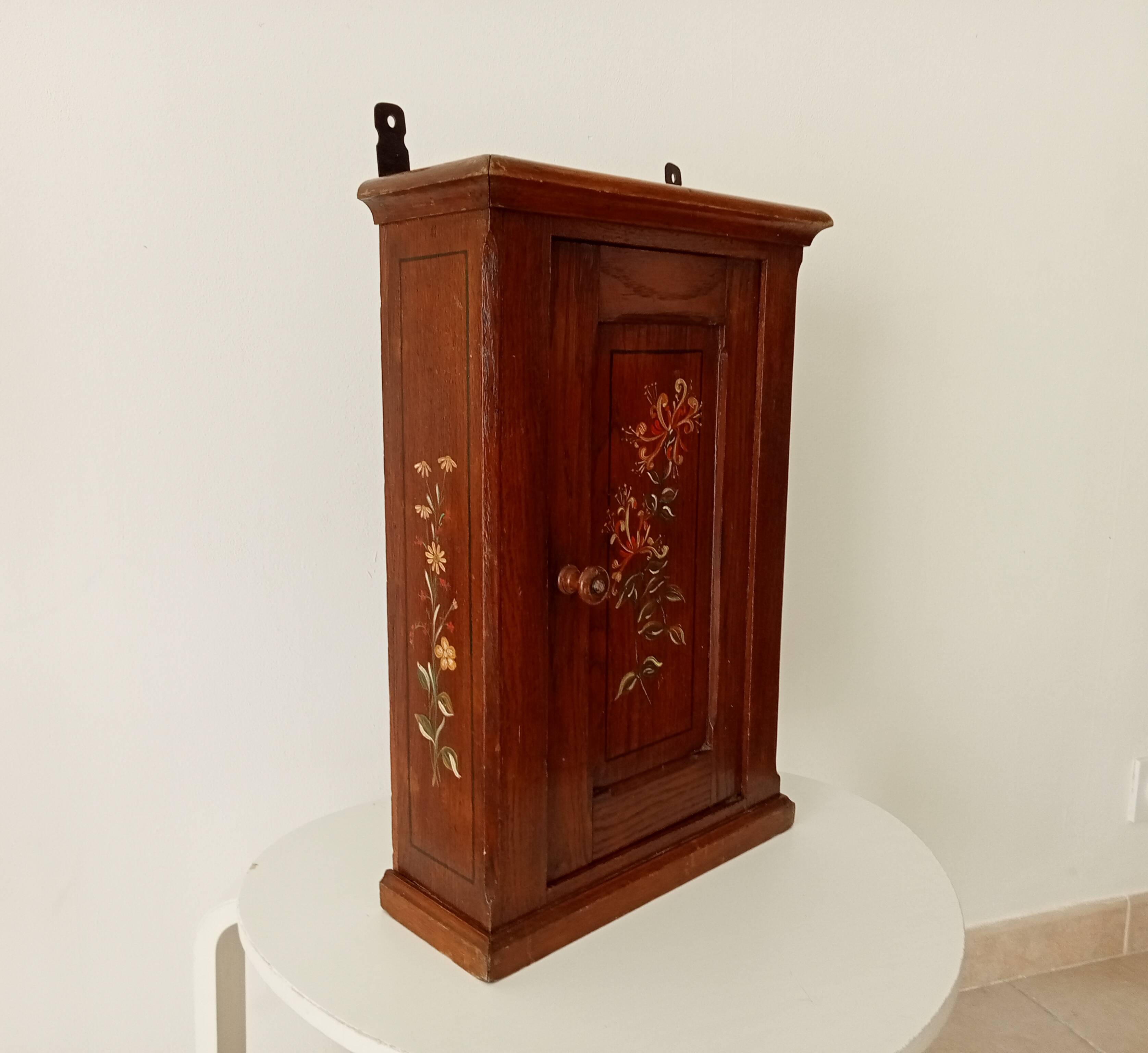 Old bathroom cabinet in solid oak, mid-20th century