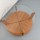 Vintage round coffee table with 2 tops by Hugues Poignant, in teak and glass