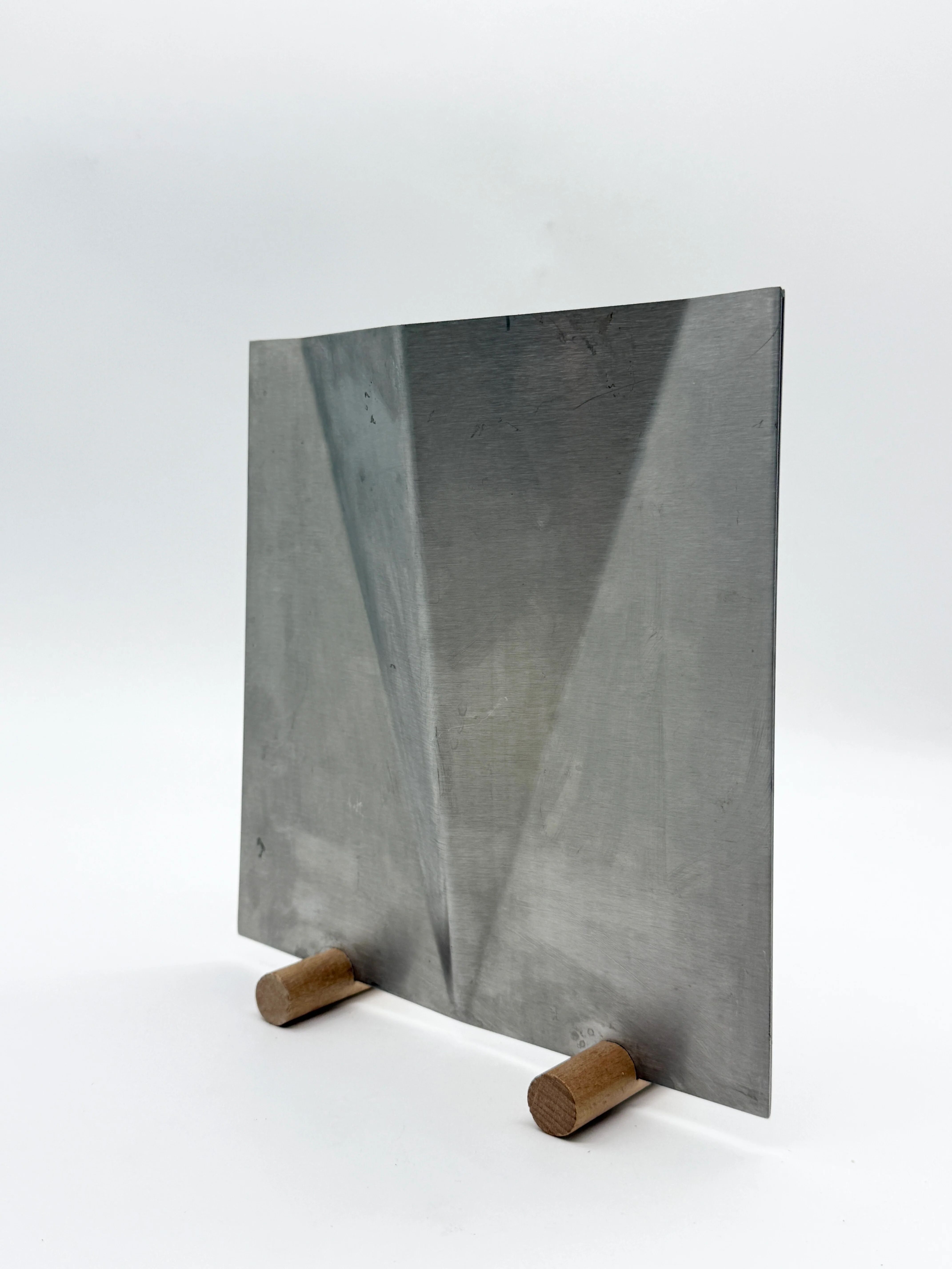 Sculptural brushed aluminium vase, 1980s