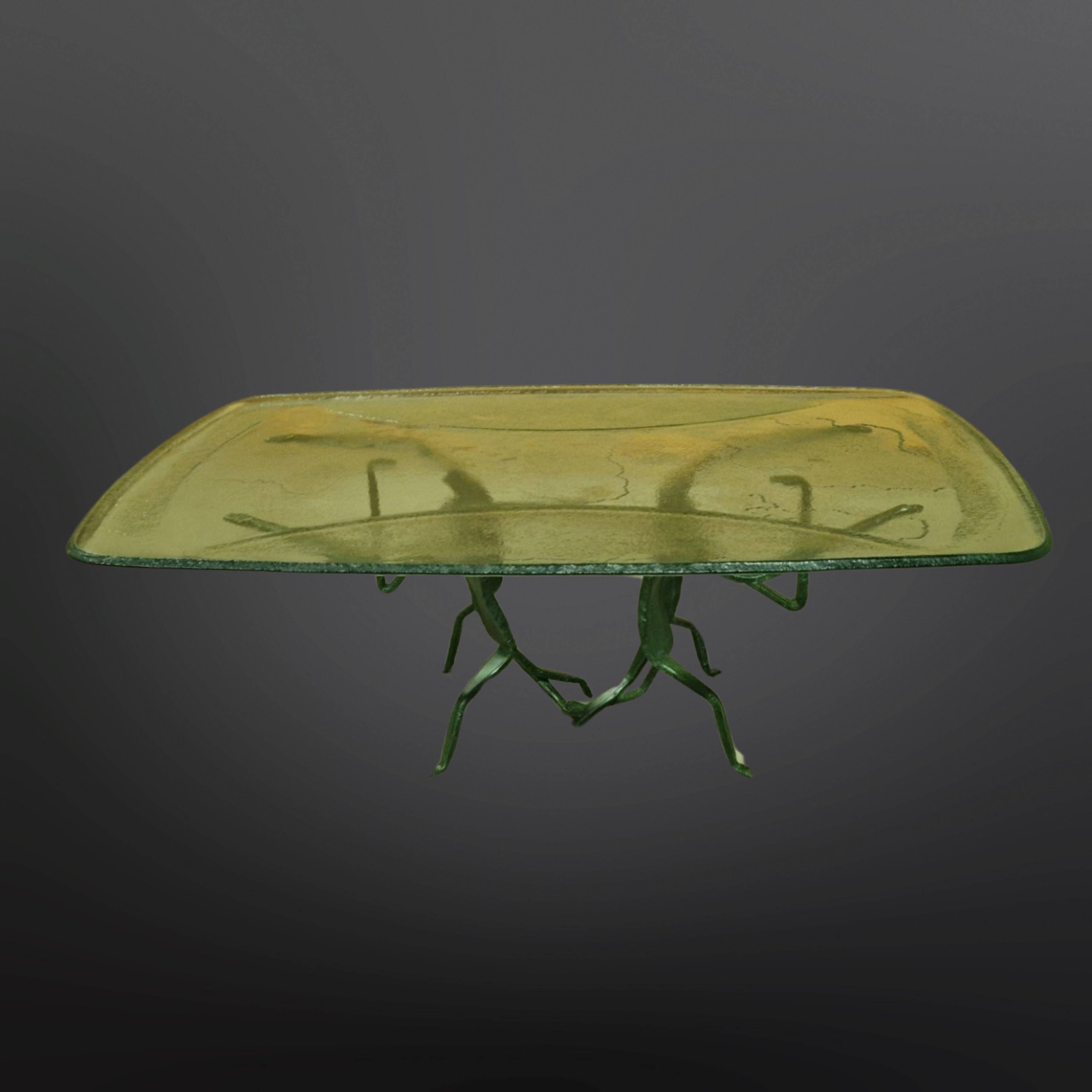 Abstract wrought iron and ice glass coffee table, Germany 1970s