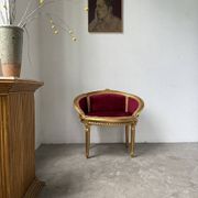 Louis XVI gilt wood and red velvet armchair