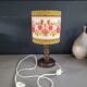 Bedside lamp with turned wooden base and floral shade - Ref 957