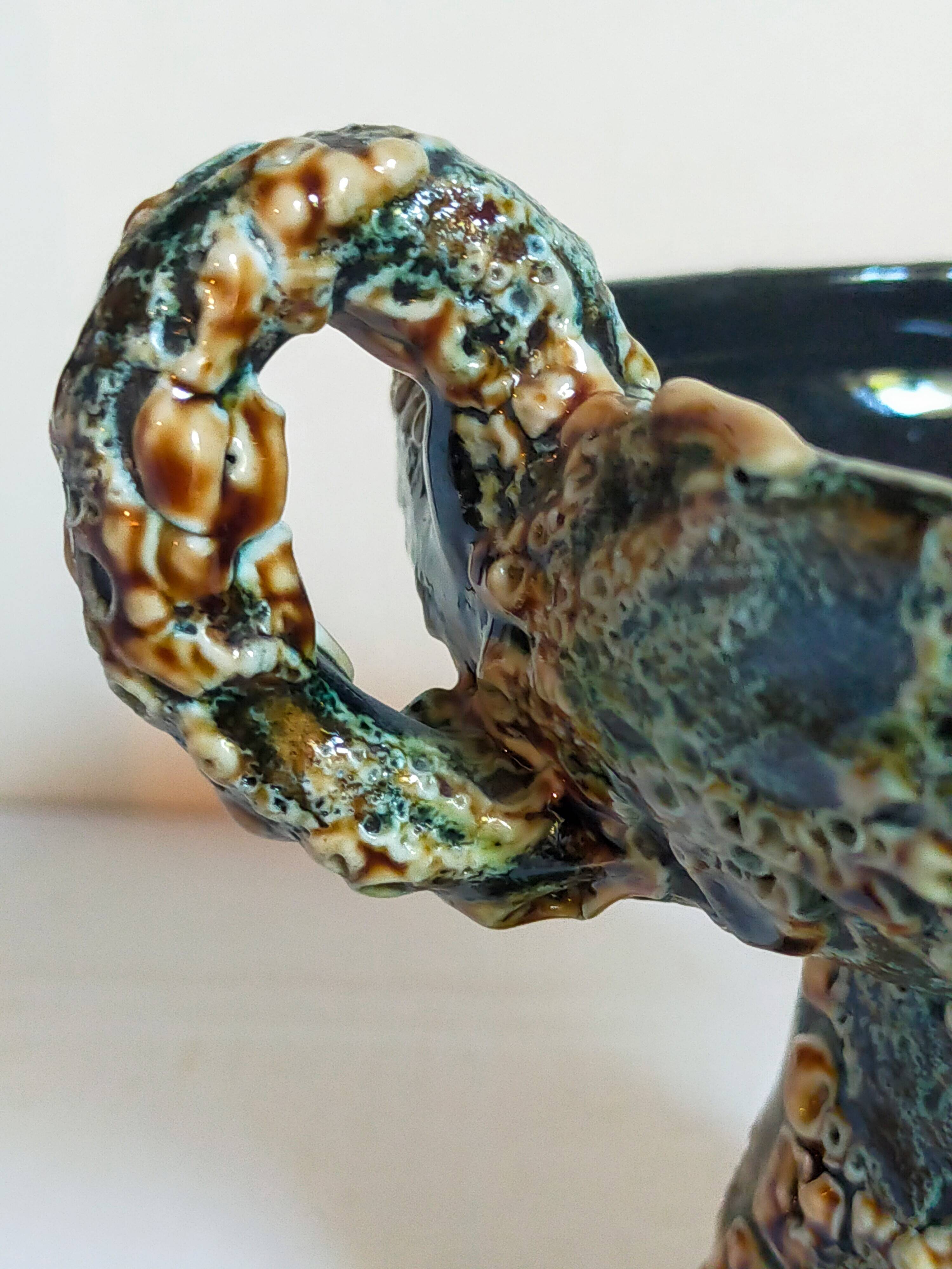 Pair of vintage Vanoise honey foam ceramic candlesticks