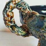 Pair of vintage Vanoise honey foam ceramic candlesticks