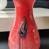 Large Floral Ball Vase/Kaysersberg Art Glassware. Speckled/Volutes