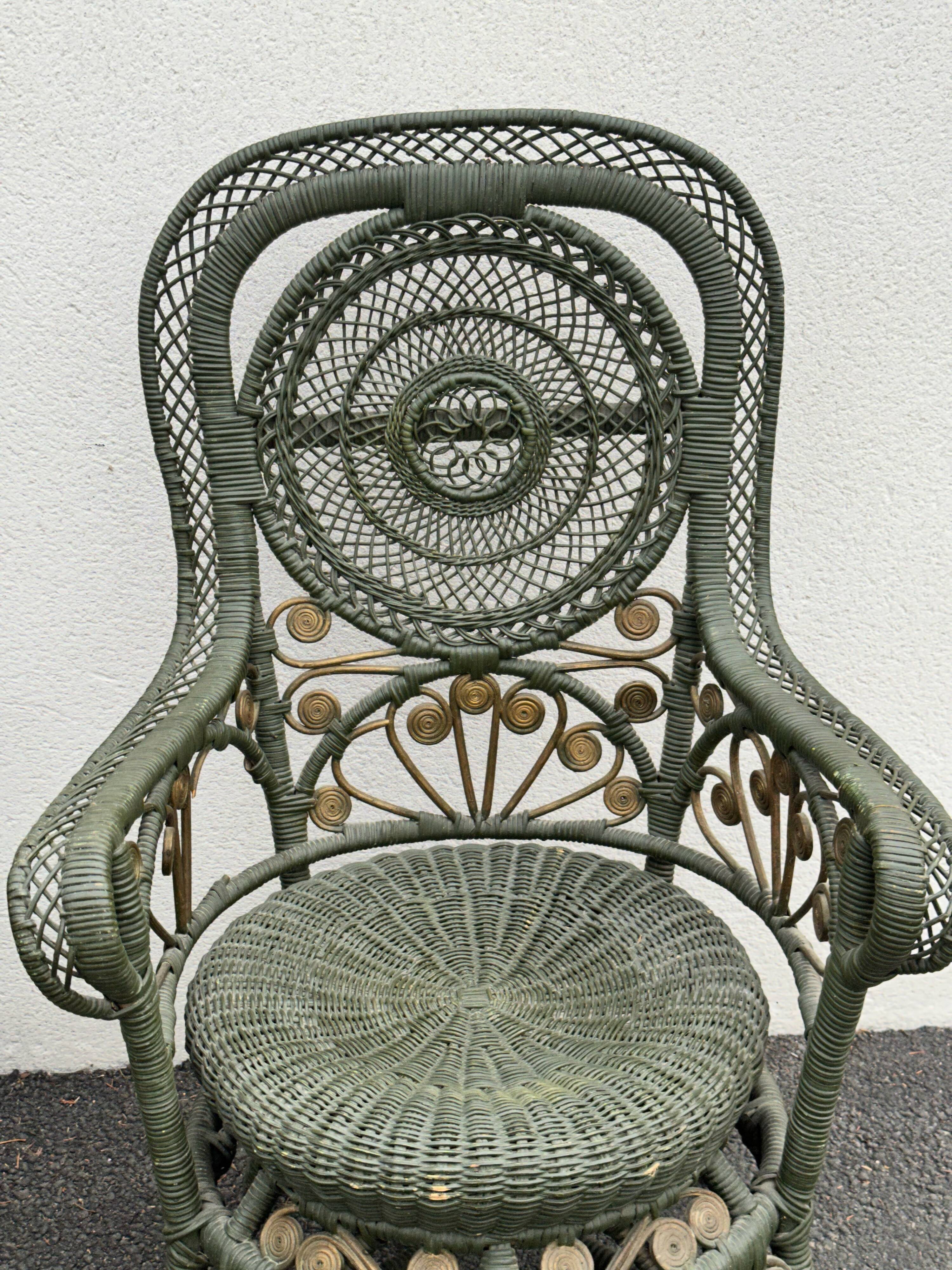 Perret & Vibert pair of ornate rattan armchairs, circa 1890