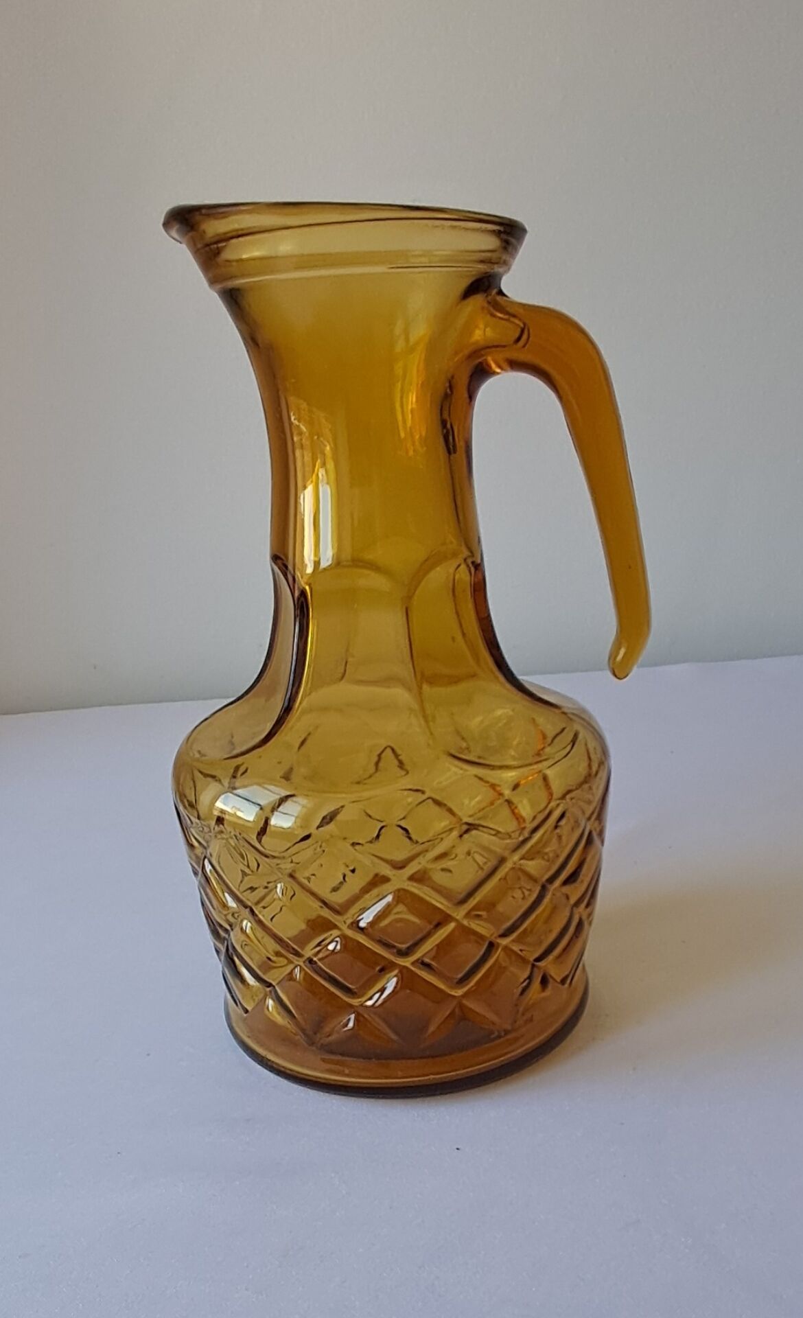 Amber glass carafe, brutalist style, Italy, 1970s.