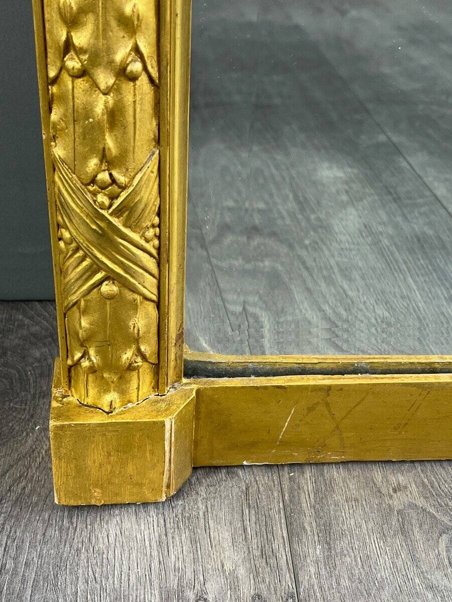 Grand Miroir En Bois Doré à Fronton Arrondi, Fin XIXe