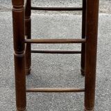 Vintage bar stool - solid wood and straw seat