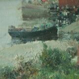 Huile sur toile vintage – « Sjöbodar »