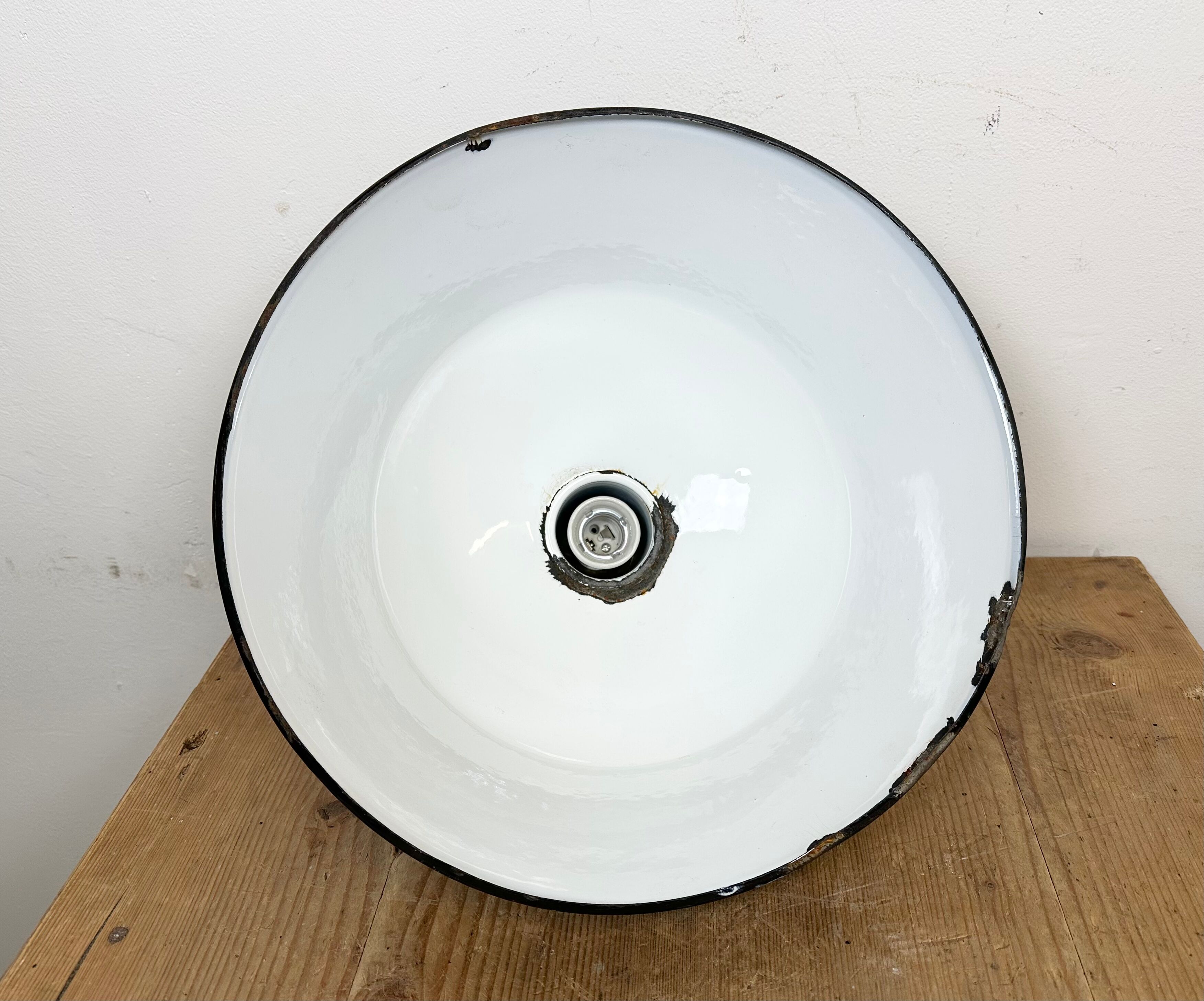 Industrial black enamel pendant lamp from emax, 1960s