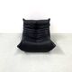 French black leather Togo lounge chair by Michel Ducaroy for Ligne Roset, 1970s