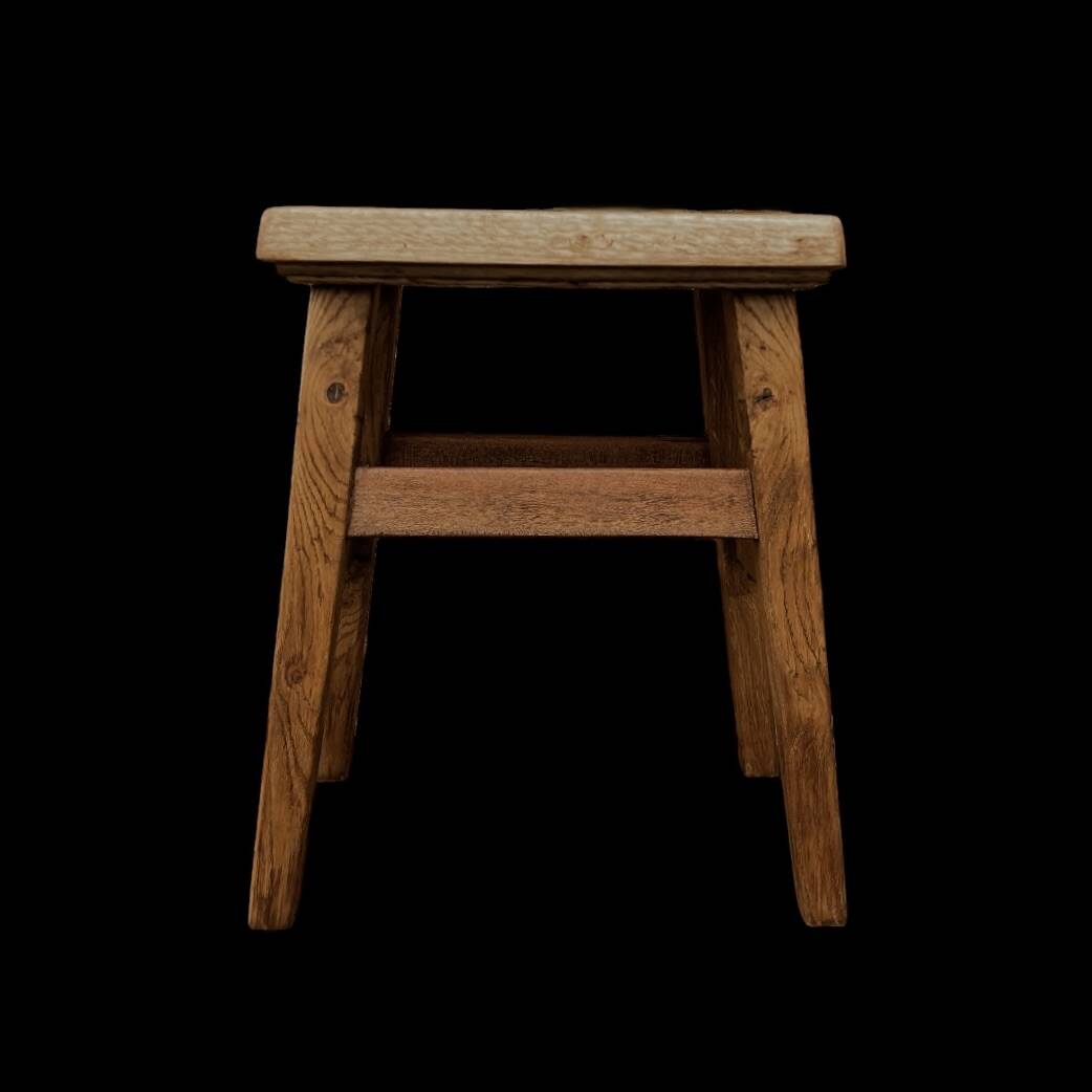 Rustic solid wood stool – brutalist spirit
