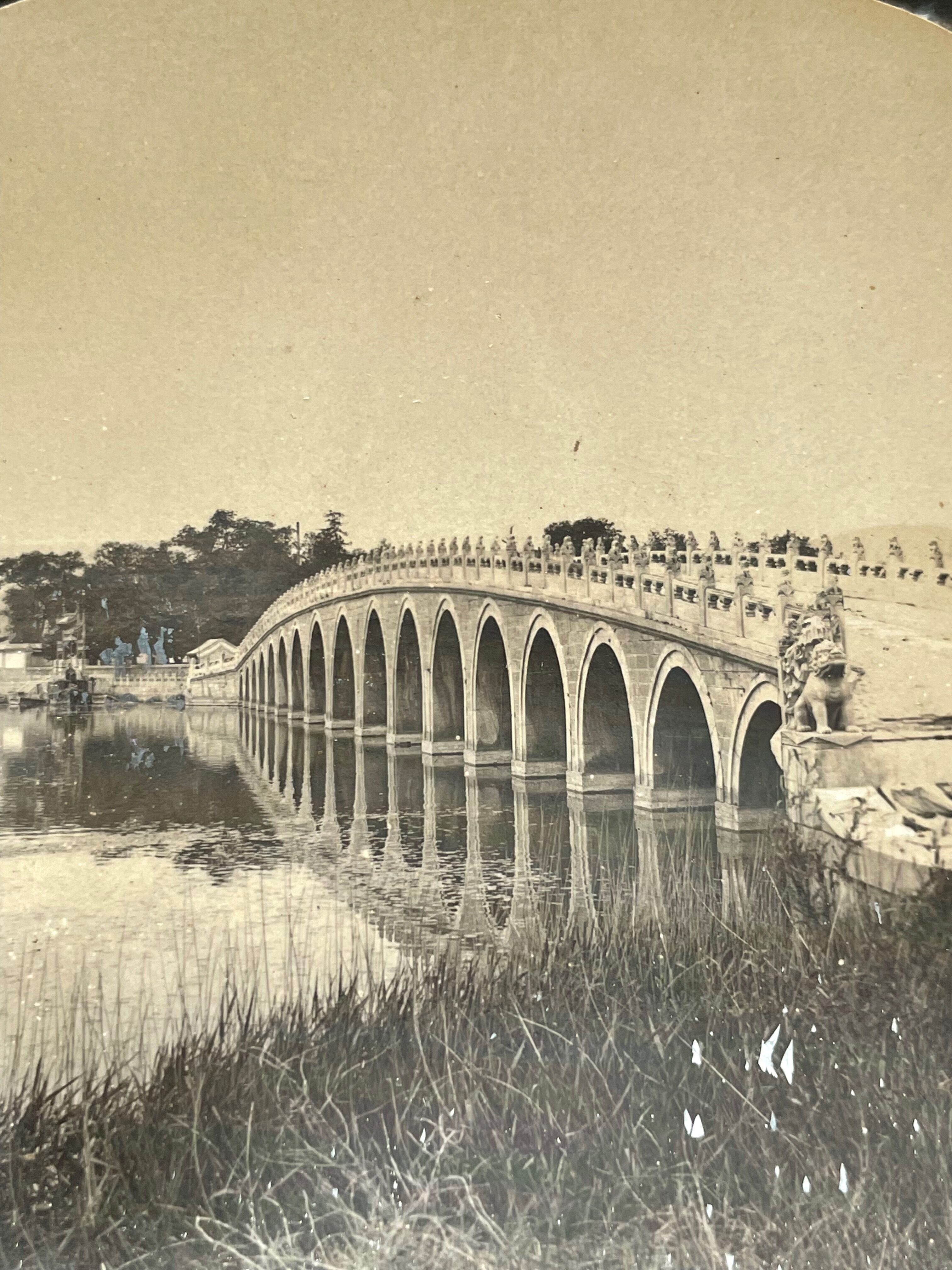 Old photography stereo, stereograph, luxury albumine 1903 marble bridge of the Empress, China
