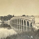 Old photography stereo, stereograph, luxury albumine 1903 marble bridge of the Empress, China