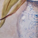 Peinture sur porcelaine Nature Morte "Bouquet de tulipes" XIX ème , Napoléon III