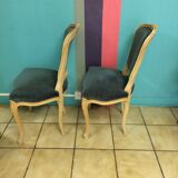 Pair of blue velvet Louis XV chairs