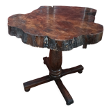 Vintage coffee table, tree-sliced pedestal table