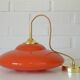 Vintage Orange Glass Pendant Light MCM Space Age Style Hanging Lamp 1970's