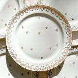 10 Mismatched Porcelain Plates ~ White Gold Porcelain Plates ~ LIMOGES Plates ~ Dishes